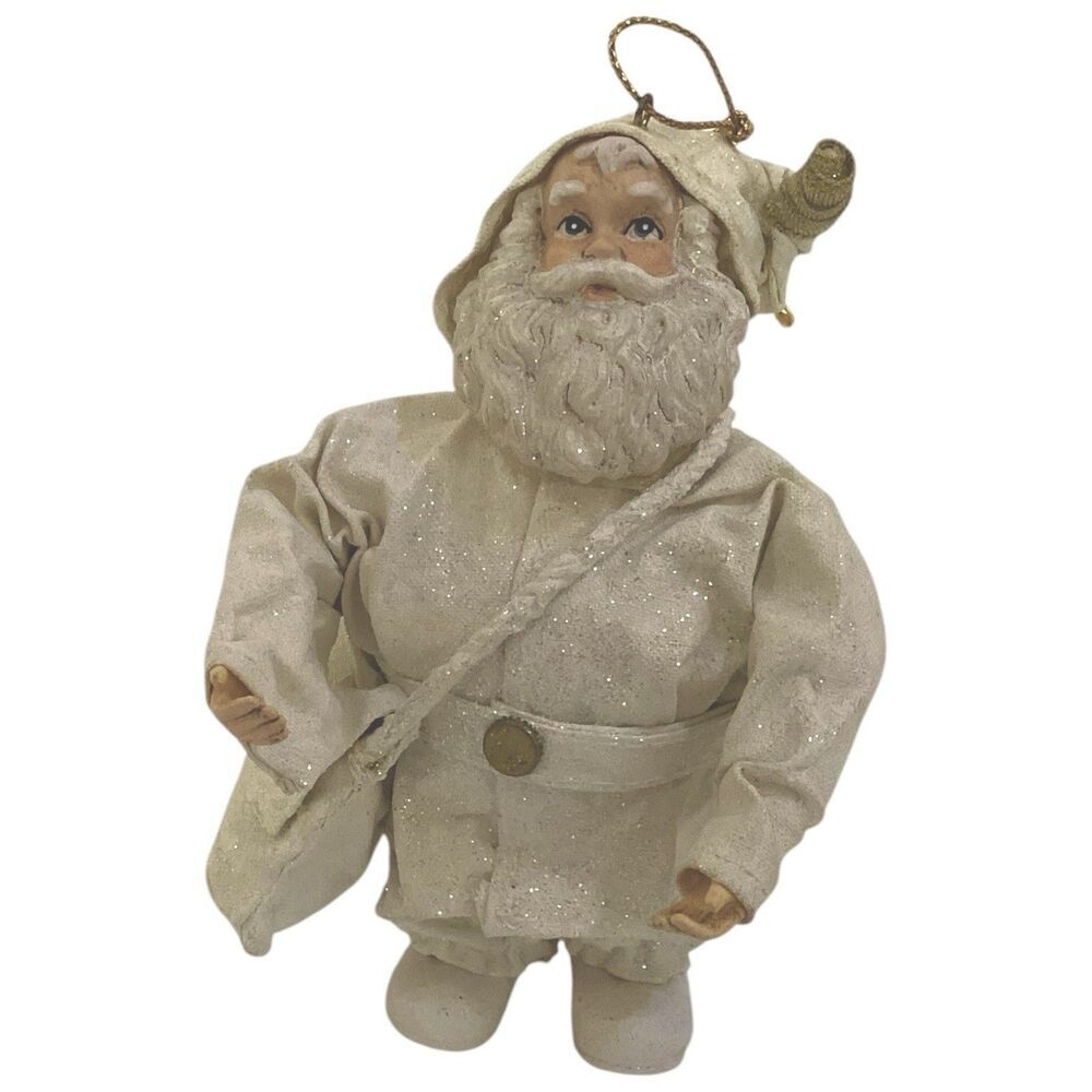 Ceramic & Paper Mache Winterland Santa With Pouch Christmas Ornament - Picture 7 of 7